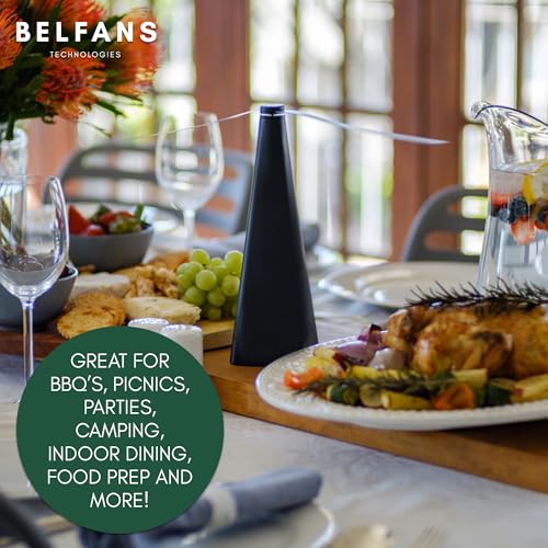 Belfans FlyRepellent Fan for Tables – Rechargable/USB Powered, Soundless Fly Swatter with Holographic Blades and Portable Fly Fan for Bees, Wasps & Outdoor Use (Silver Rechargeable) by Belfans - Used condition - Image 5
