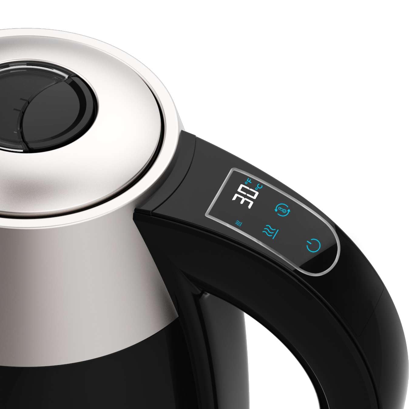 Cecotec Bollitore Elettrico con Schermo Digitale ThermoSense 400 VisionLight. Capacità 1,7 Litri, 2200 W, Interno in Vetro e Acciaio Inox, Schermo Touch, 7 Livelli di Temperatura, Base Girevole a 360º