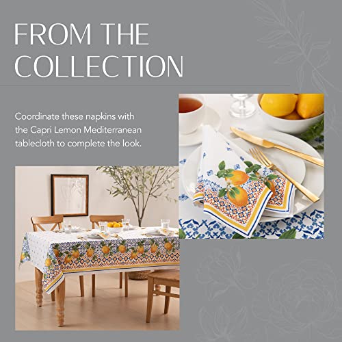 Elrene Home Fashions Capri Lemon Double-Bordered Mediterranean Spring/Summer Cloth Napkins, 17 Inches by 17 Inches, Set of 4 - Image 7
