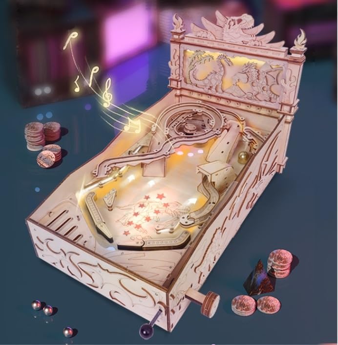 Zestawy Drewnianych Puzzli 3D Dla Dorosłych Do Budowania Puzzli 3D, Automatu Do Gry W Pinball, Toru Kulkowego, Zabawnej Gry DIY, Świątecznego Prezentu Dla Dzieci, 397 Elementów.
