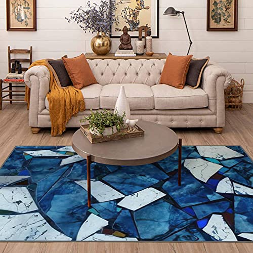 Area Runner Rug Non-Slip Throw Rugs Blue And Gray Tone Marble Stone Texture For Background Marble Floor Or Carpet Playmat Yoga Indoor Floor Carpet Patio Door Mat For Living Room Home Decor #TOP11
