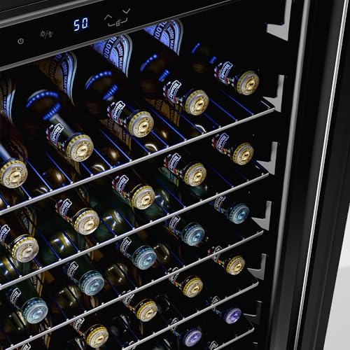 Image of Empava 24 inch Undercounter Beverage Cooler Refrigerator with Glass Door, Freestanding Drink Fridge with LED Light, Touch Control, 140 Cans Capacity