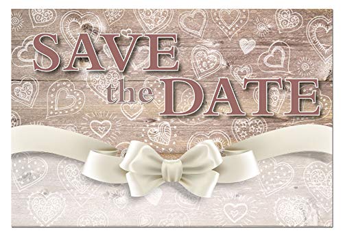 Image of Stonehouse Collection | 40 Hearts & Bows Save The Date Postcards | Wedding, Baby Shower, Birthdays, Celebration Announcements | Great For Any Occasion | 4 inch x 6 inch Postcards - Made in the USA