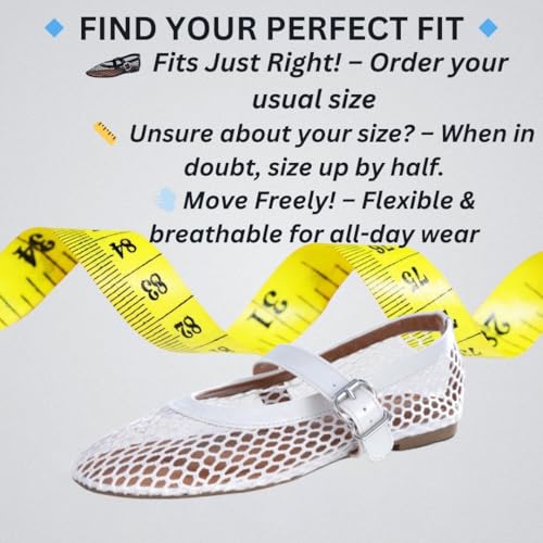 Image of EMMA NEW YORK Mesh Ballet Flats for Women, Mary Jane Mesh Ballet Flats Shoes for Women with Buckle Strap
