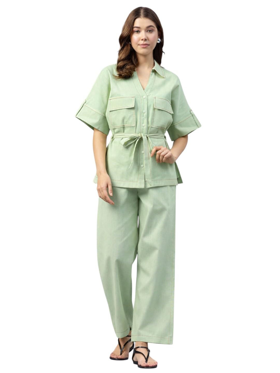 cottinfab Cotton Solid Shirt with Palazzos-picture-17
