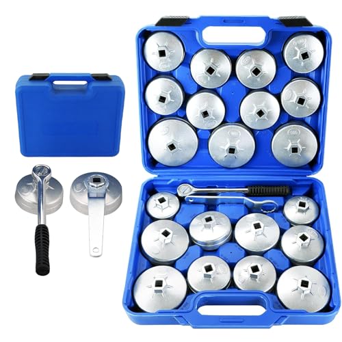 DASBET 23PCS Aluminum Alloy Cup Type Oil Filter Cap Wrench Socket Removal Tool Set | 1/2