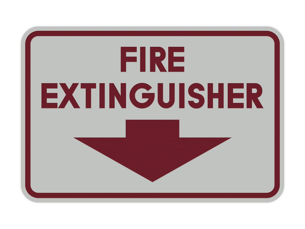 Signs ByLITA Classic Framed Fire Extinguisher (Light Grey/Burgundy) - Small