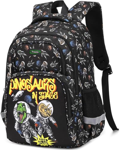 Image of Frantic Waterproof Polyester 26 L School Backpack School Bag Daypack Picnic Bag For Boys & Girls(RR Black Angry Dino)