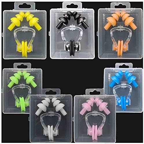 Silicone Swimming Earplugs For Kids - 7 Swimming Ear Plugs And Nose Clip Sets, Waterproof Silica Gel Ear & Nose Protector Block Water Soft & Comfortable For Children Girls Boys Babies (Mixed, 7pcs)