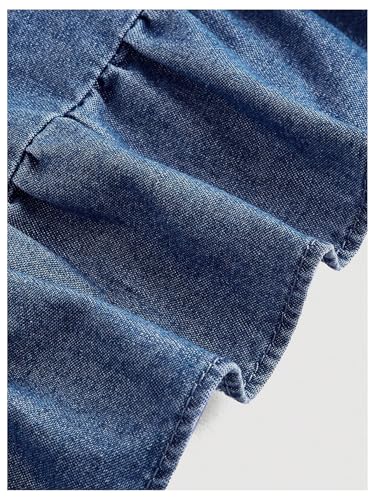 WDIRARA Women's Tie Front Ruffle Denim Cami Dress Frill Trim Sleeveless Short Dress4