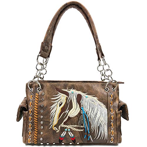 Bolso para mujer Justin West bordado con crin de caballo miniatura 2