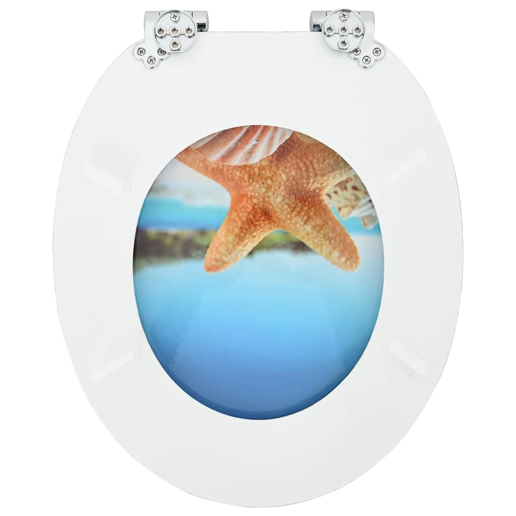 Sedile WC in MDF con abbassamento automatico, 44 x 38 cm, con funzione di abbassamento automatico, cuscinetto antiscivolo e fissaggio standard per un facile montaggio