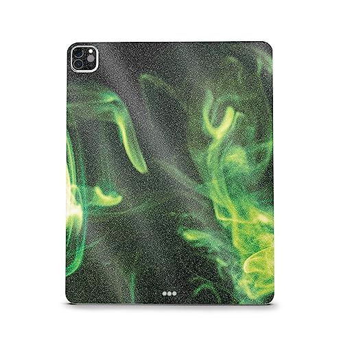 Image of MightySkins Carbon Fiber Skin Compatible with Apple iPad Pro 12.9 inch M2 6th Gen (2022) Full Wrap Kit - Green Mystic Flames | Protective, Durable Textured Carbon Fiber Finish | Made in The USA
