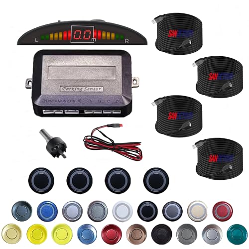 Image of Parking Sensor Kit Backup Sensor Kit Reverse Sensor for Pickup & Extended Vehicles - 4 x 2.3m Sensors + 4 x 4.5m Extension Cables, 24V Compatible (Voltage Reducer Sold Separately) Black