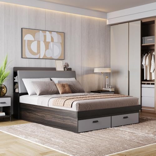 Image of Wakefit Atlas Queen Storage Engineered Wood Bed-Wyoming Maple