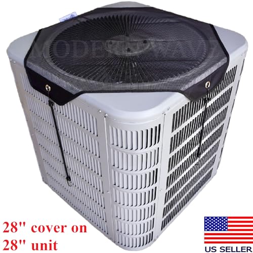 Image of MODERN WAVE Central Air Conditioner Cover for Outside Units 28 x 28 - Top Universal Outdoor AC Cover Defender (Mesh, 28 inch x 28 inch)