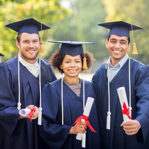 Image of Graduation Honor Cords White Graduation Cords with Tassels, 67 inch Long for Graduation Students