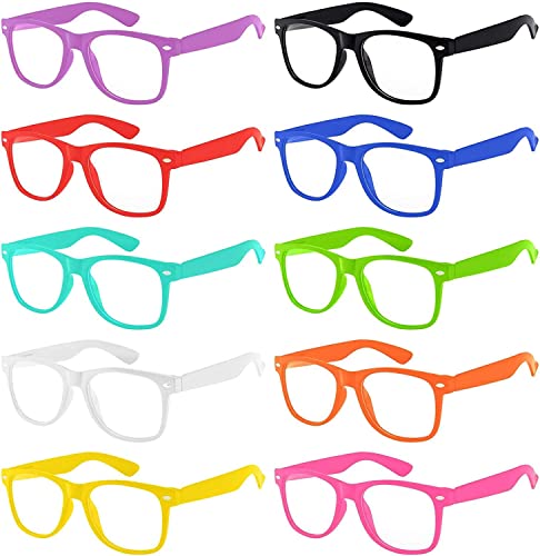 OWL 5,6,10,12 Pack Retro 80's Vintage Sunglasses Clear Lens Colored Frame