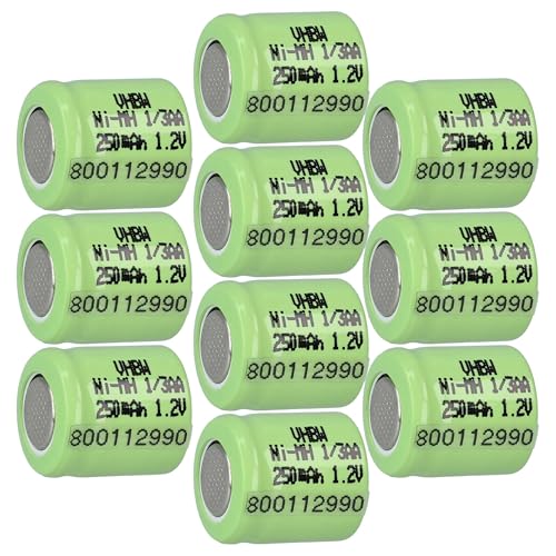 vhbw 10x Batería reemplaza 1/3AA para modelismo (250mAh, 1,2V, NiMH, Verde)