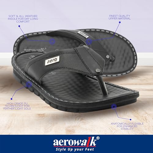Image of AEROWALK Stylish T-Shape Fashion Slipper for Men | Comfortable | Lightweight | Anti Skid | Casual Office Footwear(SF16)