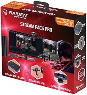 SUBSONIC Raiden - Accessory Pack for Streaming Gamers and Youtubers, Full HD Video Capture Box, Microphone, HD Camera - PS4, PS5, Xbox Serie x: Xbox One, Switch, PC