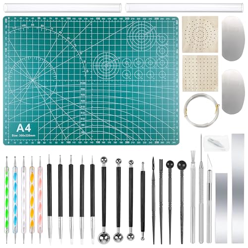 JMZLLRX Set di Strumenti di Argilla, Taglierine per Argilla Polimerica, Rullo di Argilla Acrilica per Modellare Scolpire Modellismo, 42 Pz