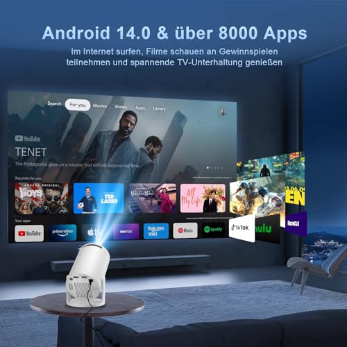 Salange Mini Beamer,Unterstützt 4K Mini Projektor WiFi 6 BT5.4,Projektor Android OS...