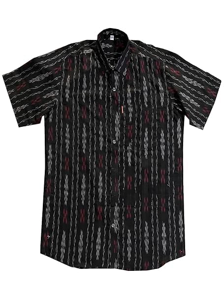 Image of Odisha Handloom 100% Pure Cotton Sambalpuri pasapali Half Shirt fabric for Men /Boys Odisha Traditional Shirt Tie-Dye Craft, Soft & Breathable Weave Cotton Material