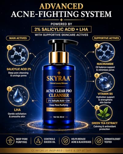Image of 2% Salicylic Acid Face Wash with LHA & Niacinamide for Acne & Oily Skin | Deep Pore Cleansing, Blackhead Removal & Oil Control | Anti-Pimple Cleanser 50ml