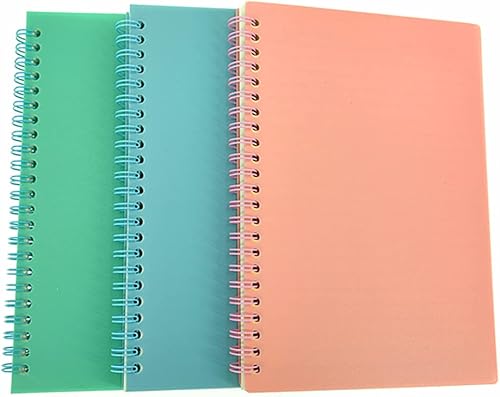 ALIMITOPIA Cuaderno en espiral, cuaderno de plástico con tapa dura a rayas, bloc de notas, planificador de notas, tamaño A5 (8.3 x 5.7) y 80 hojas