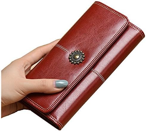 2017 New Style Long Wallet, Women's Simple Wallet, Korean Style, Retro Leather, Multi-function Large Capacity Wallet (red)