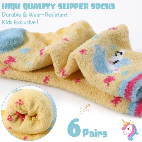 Clothclose Unicorn Fuzzy Socks for Girls, Non Slip Slipper Socks with Grips - image 4