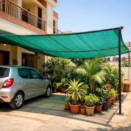 Image of UNOX Brand Green Net for Garden 75% Sun Shade (10x30 ft) Heavy Duty Green Net for Balcony Use, Green Shade for Sun Protection with Durable Eyelets