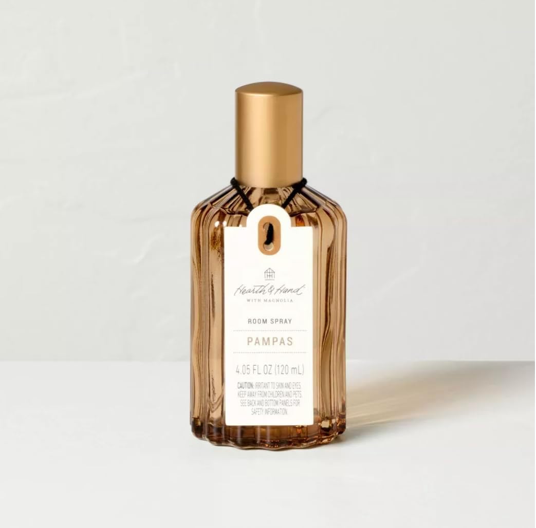 Pampas Room Spray, Essential Oil Blend, Colored Glass with Ribbed Texture, Gold-Tone Cap, 4.05 fl oz