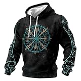 Generisch Strick-Hoodie mit Print für Freizeit Alltag. Moderner Schnitt mit Grafikmuster, weiches Fleece-Innenfutter. (Black, L)