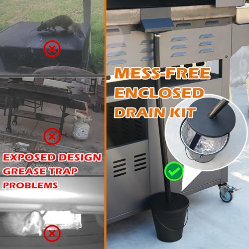 rear grease drainage system for blackstone grease catcher upgrade blackstone grease trap funnel with grease gate grease bucket wlid 12 pack foil bucket liners blackstone griddle accessories