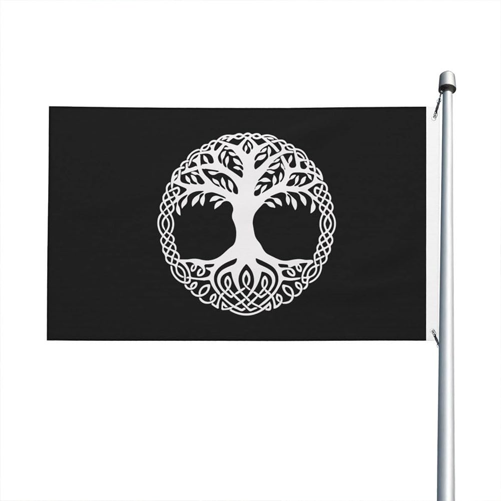 Drapeau Viking Arbre de Vie en polyester résistant pour décoration de jardin