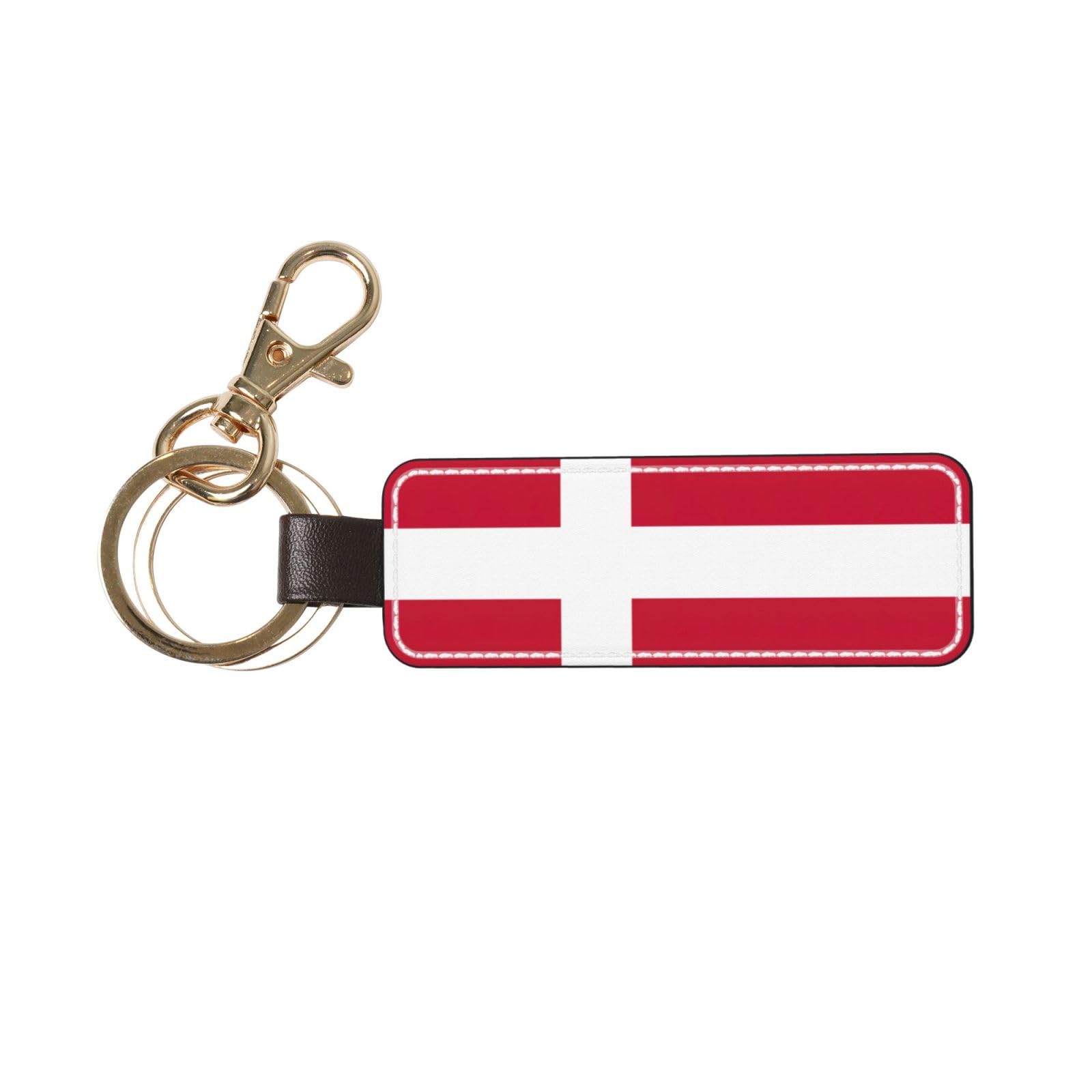 EdWal Danish Flag Print Leather Key Chain, Stylish Car Keychain, Home Keychain, Universal Key Fob For Women
