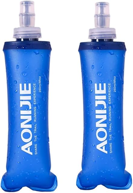 Win.Deeper 2pcs 250/450/500ml Soft Bottle TPU Foldable Outdoor Sport Water Hydration Bottle Soft Flask For Running Camping Hiking Bicycle (250ml-2PCS)