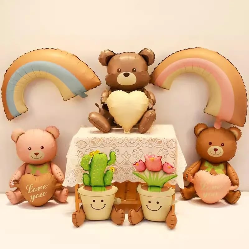 Image of Atpata Funky Sitting Teddy Bear Love You Heart Jumbo Foil Balloon Decoration for Valentine Day, Baby Showers, Baby Arrivals, Love, Spouse Birthday, etc. (Pink)