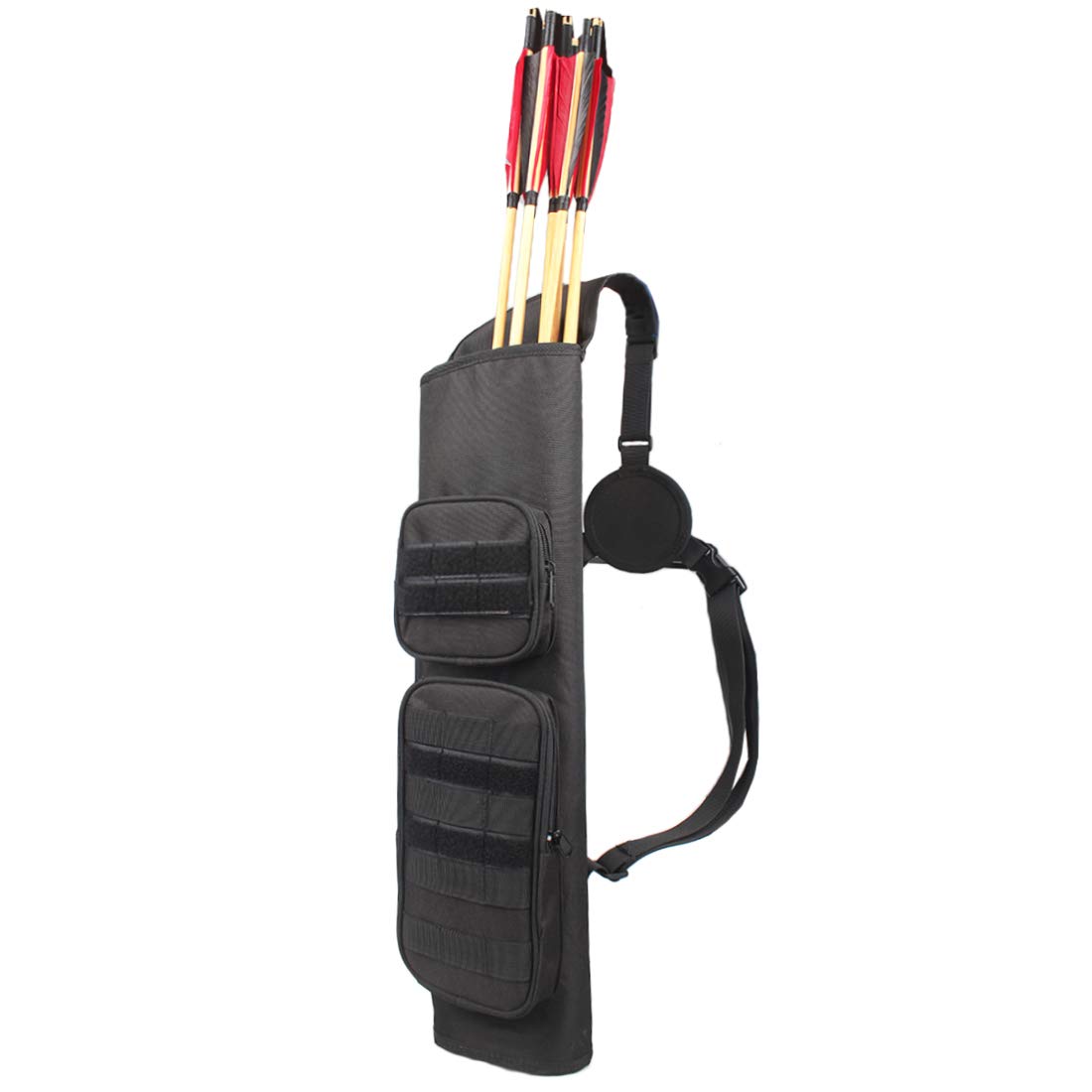 MAGARROW Archery Back Freccia Faretra Regolabile Molle Frecce con Grande Tasca portaoggetti per Caccia, Bersaglio e tiro, Nero