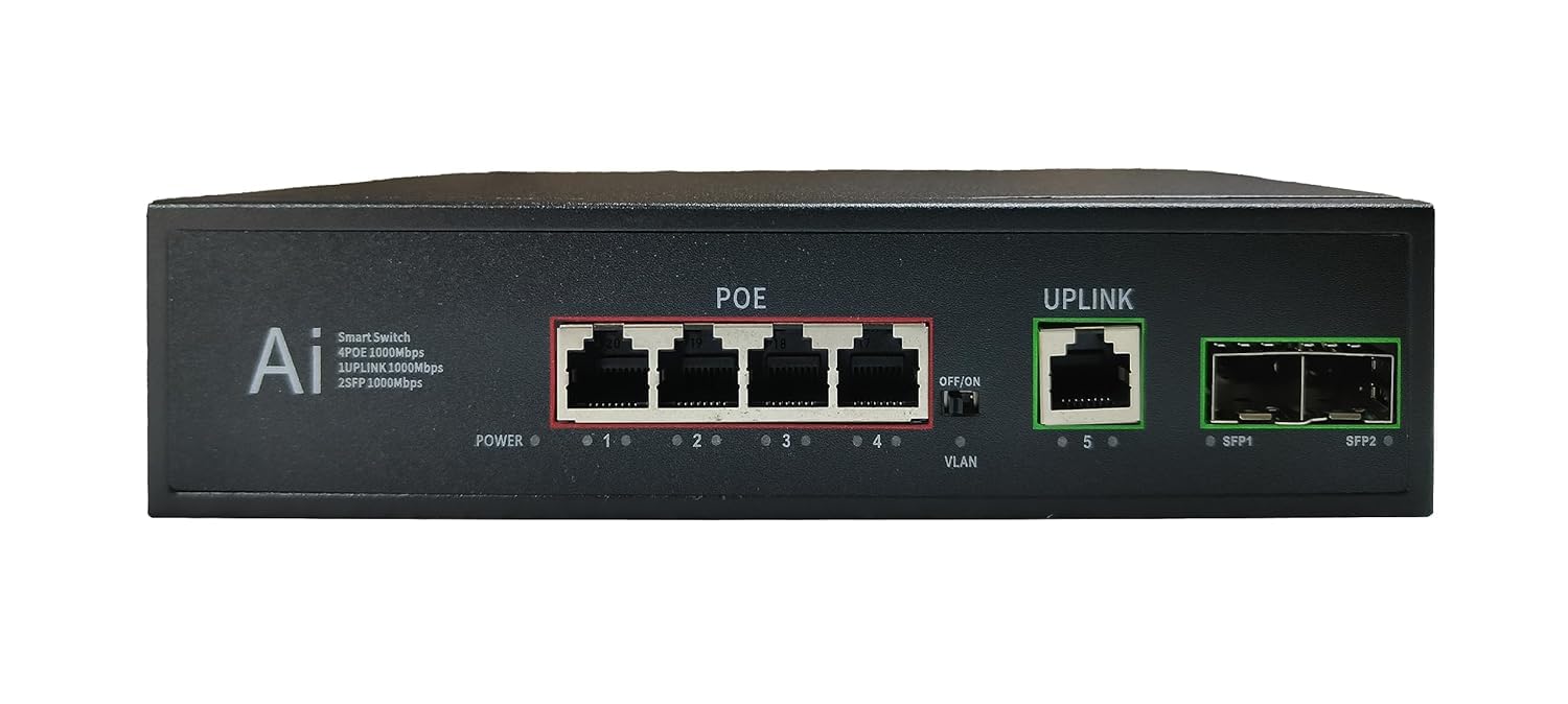 AI Unmanaged PoE Switch 4-Port Gigabit | 4 PoE Ports 10/100/1000Mbps + 1 Uplink 10/100/1000Mbps + 1 SFP Slot 1.25G (No Module) | 65W Power | for CCTV Surveillance | 1-Year Warranty-image-36