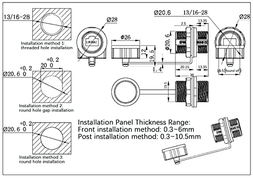 Conector RJ45 blindado antiinterferencias con tapa estanca para cableado de red Cat6 6