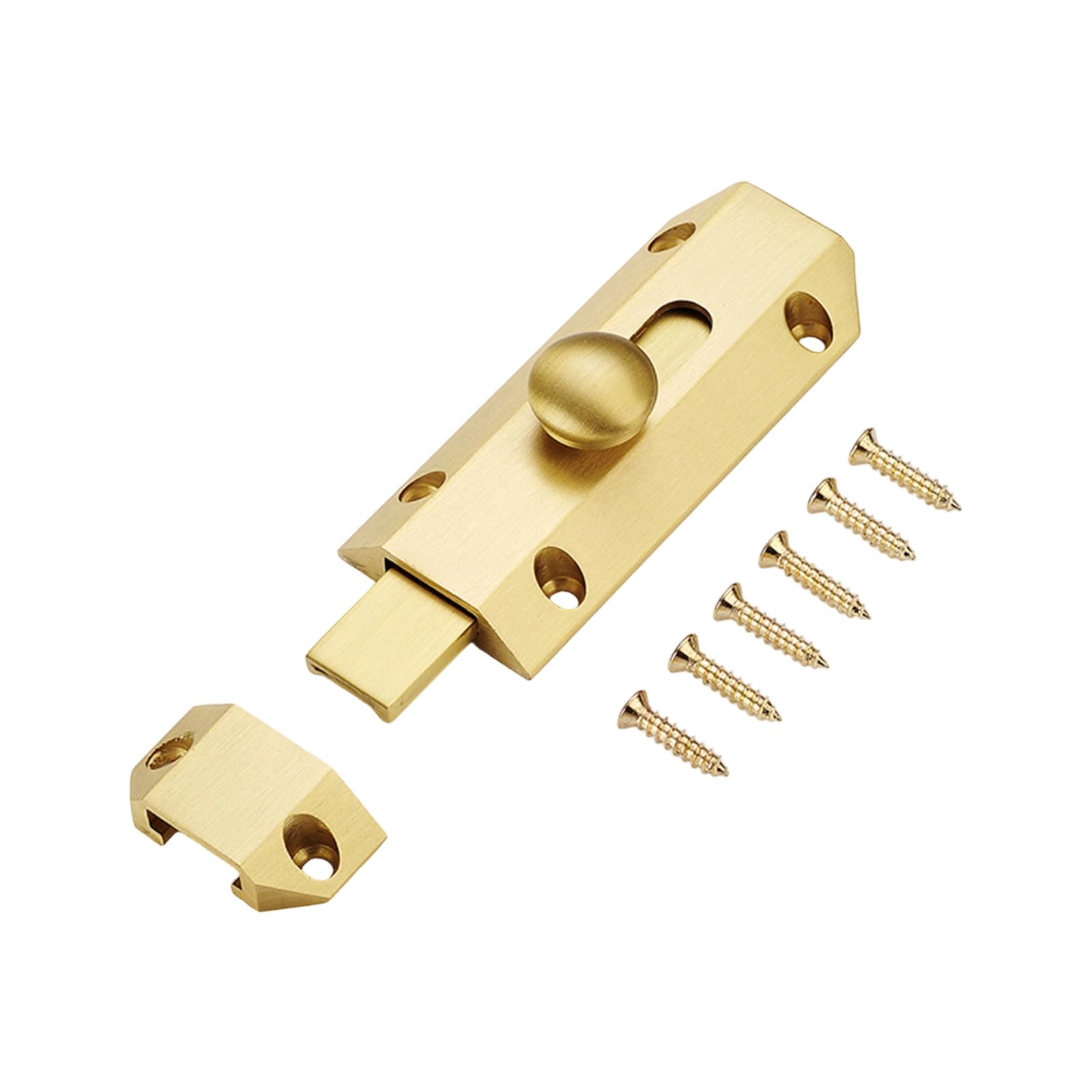 Dailibeer Blush Gold Door Bolt Latch Set Copper Sliding Hardware With Screws And Pull Knob Home Door Mounting Latch Replacement Slide Bolt Keeper Plate Utility Hardware Cabinet Closure Room Pull