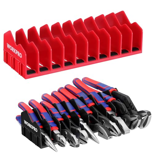Image of WORKPRO 2-Pack Plier Organizer Rack, 20-Slot Tool Organizer and Storage | Large Capacity Plier Holder, Non-Slip Rubber Base, High-Strength Plastic, Extendable Tool Box Organizer, Pliers Not Included