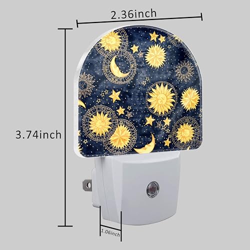 Image of Night Light for Kids Girls Boys, Retro Divination Sun and Moon LED Night Light Plug into Wall with Dusk to Dawn Sensor for Room Decor, Hallway, Kitchen, Bathroom, Nursery, Stairs