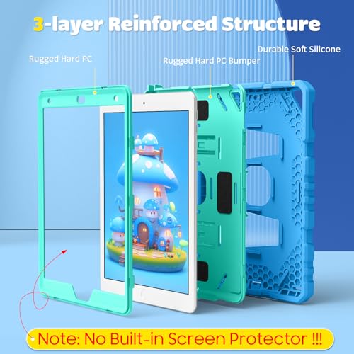 Image of Fintie Kid-Friendly Case for iPad 9th / 8th / 7th Generation 10.2 Inch | Fully-Body Rugged Heavy Duty Shockproof Cover, Portrait & Landscape Viewing, Built-in Kickstand, for Girls /Boys, Blue