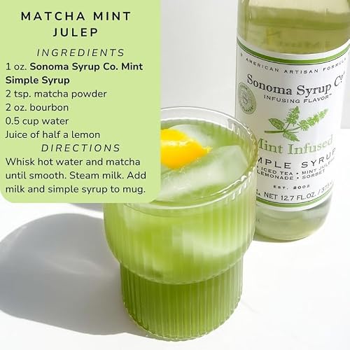 Sonoma Syrup Co Mint Infused Simple Syrup, 12.7 Fl Oz for Coffee, Cocktails, and Cooking