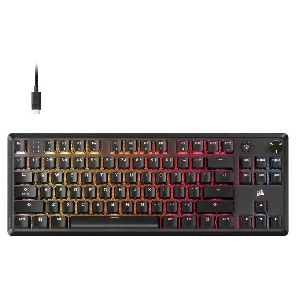 Corsair K70 Core TKL RGB Tenkeyless Mechanical Gaming Keyboard - MLX Red v2 Linear Switches Pre-Lubricated - SOCD - Acoustic Damping - ABS Caps - QWERTY ES - Black