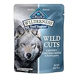 Blue Buffalo Wilderness Trail Toppers Wild Cuts High Protein Natural Wet Dog Food, Chunky Chicken Bites in Hearty Gravy 3-oz pouches (Pack of 24)